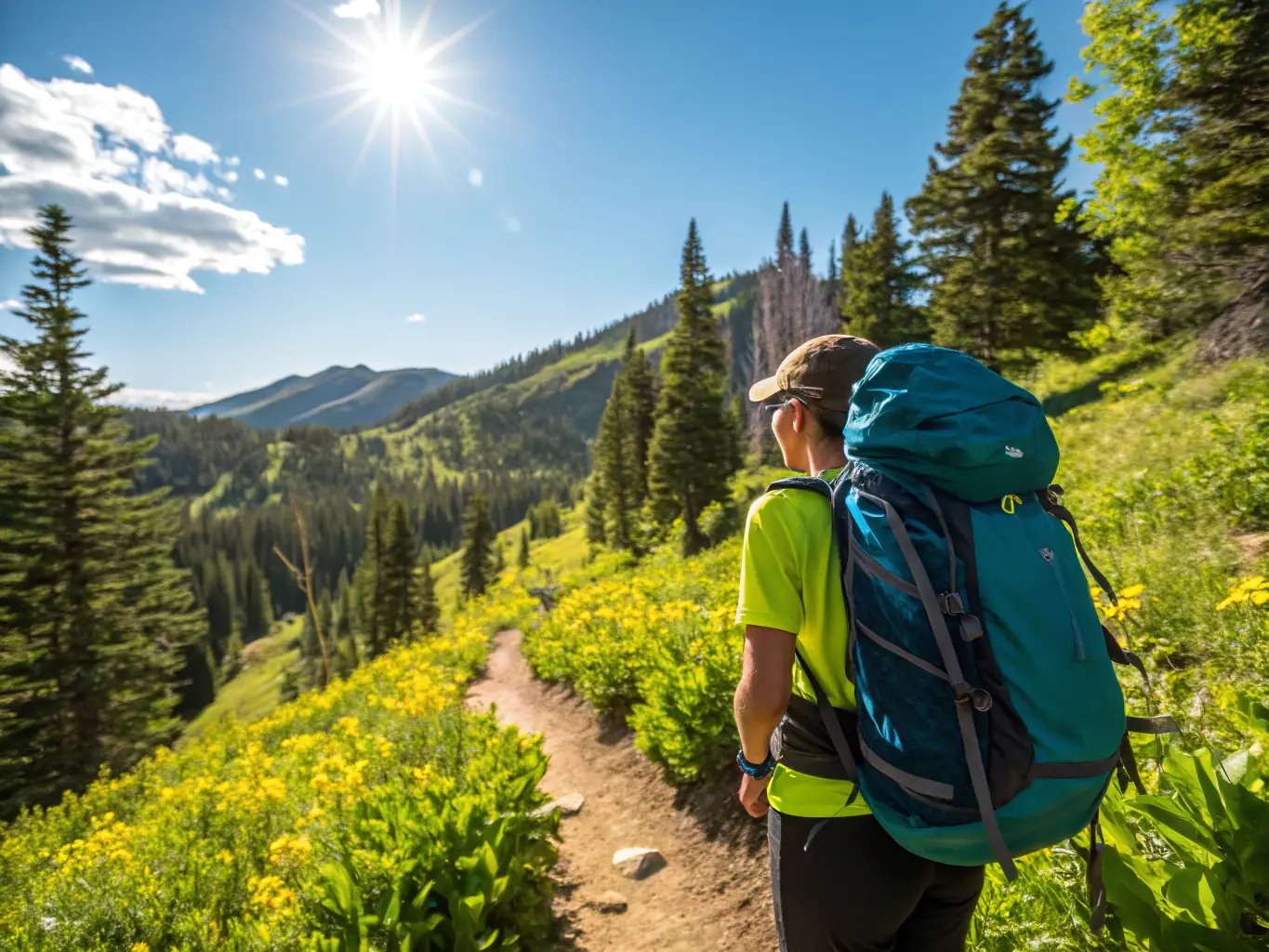 A child wearing the Adventure Explorer Backpack while hiking in a forest, showcasing its rugged design and suitability for outdoor activities.